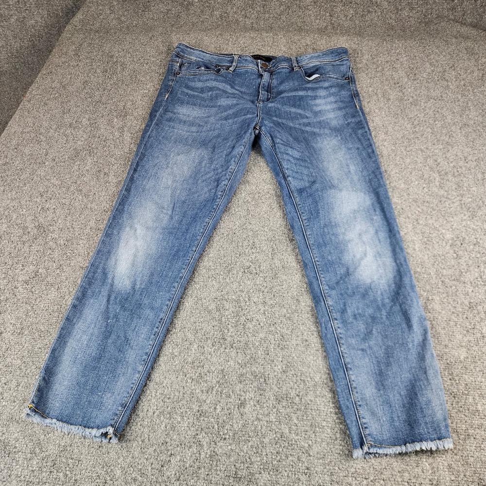 Kate‎ by EVN1 Womens Skinny Fit Jeans Medium Wash Blue Frayed Hem Size 14
